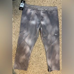 Misuno grey womens running tights with back zipper pocket, XL NWT